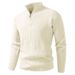 Men's Stylish Half-zip Knit Sweater With Stand Collar - Casual Pullover For Autumn & Winter (Black, Beige, Gray, Dark Gray, Red, Khaki)_viptrois.com