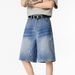 Men's Clothing Men's Black Lightning Striped Ripped Denim Shorts Washed Five Point Summer Style Trendy High End Fashion Pants_viptrois.com