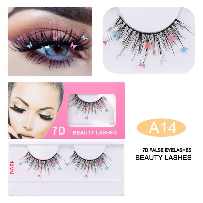 Sparkle Sequin False Eyelashes With Heart & Flower Patches - Synthetic Fiber, Ideal For Christmas Party & Performances_viptrois.com