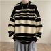 New sweaters for autumn and winter, knitted jackets for men and couples, lazy and loose striped base shirts for teenagers_viptrois.com
