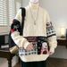 Pure Anyang High Neck Men's Christmas Bear Lazy Couple Loose Knitted Sweater Winter Thickened Warm Knitwear_viptrois.com