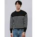 Striped Long Sleeved Knitted Sweater, Men's Slim Fit, Thin Design, Inner Layer As Base_viptrois.com