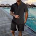 Men's Clothing Shirt Casual Loose Short Sleeved Shorts Beach Suit_viptrois.com