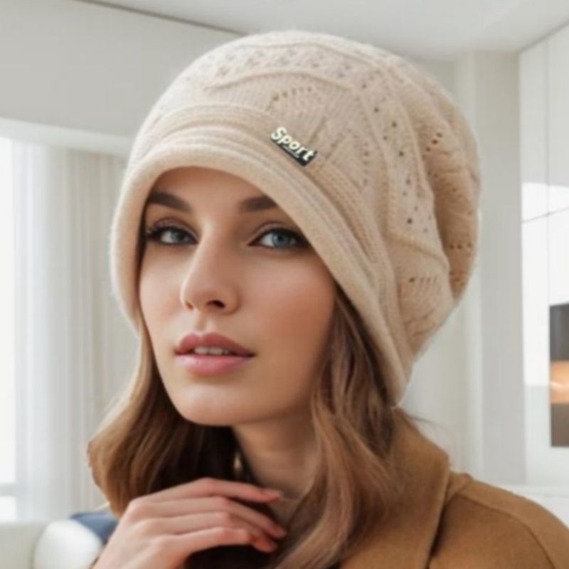 Women's Hats New Style Pile Hat Winter Hat For Women With Small Face Loose Cap Pullover Wool Hat Knitted Hat_viptrois.com
