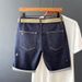 Summer New Trendy Belt Labeling Fashionable Boys' Shorts Simple, Casual, Versatile, Micro Elastic Half Cut Cowboy Mid_viptrois.com