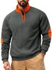 Men's Stand Up Collar Casual Sports Color Matching Zipper Embroidery Long Sleeved Henry Fashion Street Sweatshirt_viptrois.com