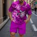 Men's Clothing Digital Print Lapel Zipper Shirt And Shorts Set Summer Trendy Clothing_viptrois.com
