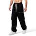 Men's Multi-Pocket Zip-Up Cargo Pants - Relaxed Fit Straight Leg Workwear Trousers For Casual & Retro Style (Khaki, Black, Dark Grey)_viptrois.com