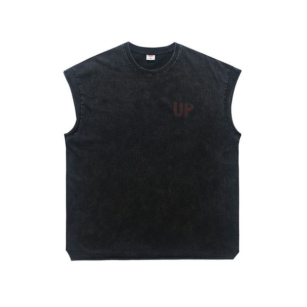 Men's Summer Washed Vintage American Style Sleeveless T-Shirt With Direct Print_viptrois.com