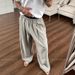 Men's Summer Double Layer Waist Color Block Striped Casual Pants Straight Leg Loose Trendy Wide Leg Trousers_viptrois.com