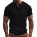 Men's New Summer Short T-shirt Loose Retro Bamboo Henley Shirt Tops_viptrois.com