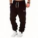 Men’s Casual Sweatpants – Solid Color Drawstring Joggers With Leather Label (Black, Blue, S-XXXL)_viptrois.com