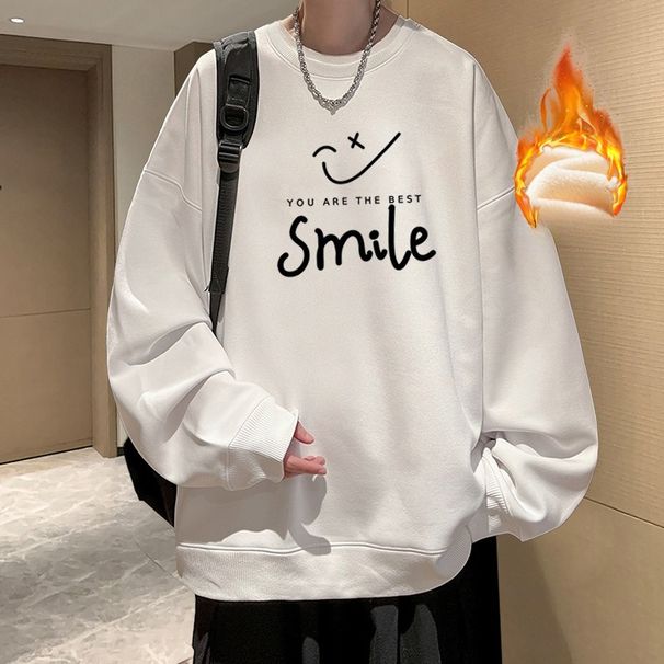 New Couple Print Men's Fleece Thickened High-end Sweater Trendy Top Men's Autumn And Winter Clothing_viptrois.com