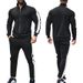 Men's Long Sleeved Two Piece Set Autumn Winter Casual Sports Jacket Sweatshirt Contrast Color Stand Collar Suit_viptrois.com