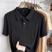 Men's Vertical Striped Knit Polo Shirt Old Money Style Short Sleeve Summer Thin Breathable T-Shirt Versatile Half Sleeve Top_viptrois.com