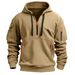 Autumn Winter Hoodie Zipper Multi-Pocket Pullover Men's Sports Casual Jacket European Size_viptrois.com
