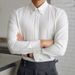 Men's Clothing Windsor Collar White Pinhole Collar Collar Pin Solid Color Shirt Shirt Business Wedding Party Wedding Emcee Nightclub_viptrois.com