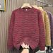Ma Hai Plush Sweater, Warm Sweater, Loose Round Neck Pullover Sweater_viptrois.com