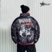 Men's Clothing Club American style dark bear graffiti print loose cotton jacket high street hip hop couple bread coat_viptrois.com