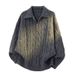 Autumn And Winter New Lapel Half Zip Fried Dough Twists Sweater Loose Outer Sweater Men_viptrois.com