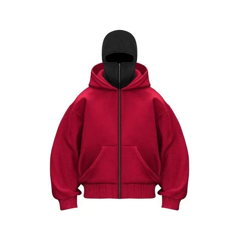 Double Hooded Bandit Sweatshirt Men's Autumn And Winter Heavy Stiff Hoodie Cleanfit Couple Thick Coat_viptrois.com