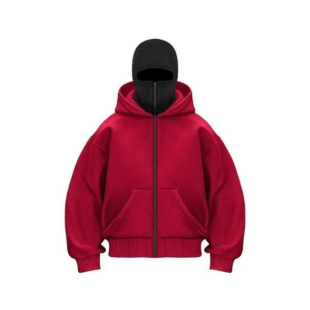 Double Hooded Bandit Sweatshirt Men's Autumn And Winter Heavy Stiff Hoodie Cleanfit Couple Thick Coat_viptrois.com