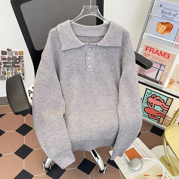 Autumn And Winter Men's Knitted Sweater, Loose Fitting Pullover, Long Sleeved Sweater, Teenage Base Top_viptrois.com