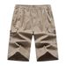Men's Cargo Seven-Quarter Length, Summer New Style, Pure Cotton, Multi-Pocket, Beach Shorts, Dad's Elastic Waist_viptrois.com