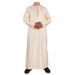 Men's Clothing New Style Mercerized Velvet Fashionable Collar Edge Arab Robe Round Collar High End Omani Robe_viptrois.com