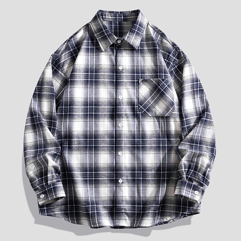 2025 Spring New Shirt Men's Korean Trend Loose Lapel Long Sleeve Cotton Shirt Couple Jacket_viptrois.com