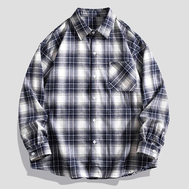 2025 Spring New Shirt Men's Korean Trend Loose Lapel Long Sleeve Cotton Shirt Couple Jacket_viptrois.com