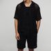 Men's Clothing Casual Fashion Solid Color Shirt Shorts Two Piece Suit_viptrois.com