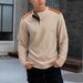 Men's Waffle Knit Henley Long Sleeve Shirt - Breathable & Stylish Casual Top With Button Placket (White, Black, Olive, Khaki)_viptrois.com