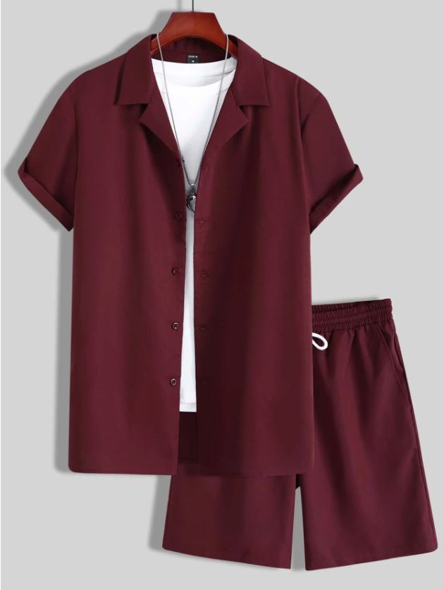Men's Clothing New Men's Short Sleeved Cardigan Lapel Shirt Suit Men's Fashion Trend_viptrois.com