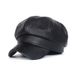 Beret Autumn PU Octagonal Fashion Versatile Leather British Style Trendy Duckbill Hat Men Winter Warm_viptrois.com