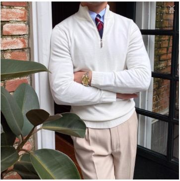 Men's Slim-Fit Stand Collar Knit Sweater – Lightweight Pullover For Layering (Black/White/Brown, M-3XL)_viptrois.com