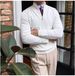 Men's Slim-Fit Stand Collar Knit Sweater – Lightweight Pullover For Layering (Black/White/Brown, M-3XL)_viptrois.com