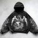 Washed Hooded Sweatshirt Pullover Versatile Cool Eagle Print Hoodie New Arrival_viptrois.com