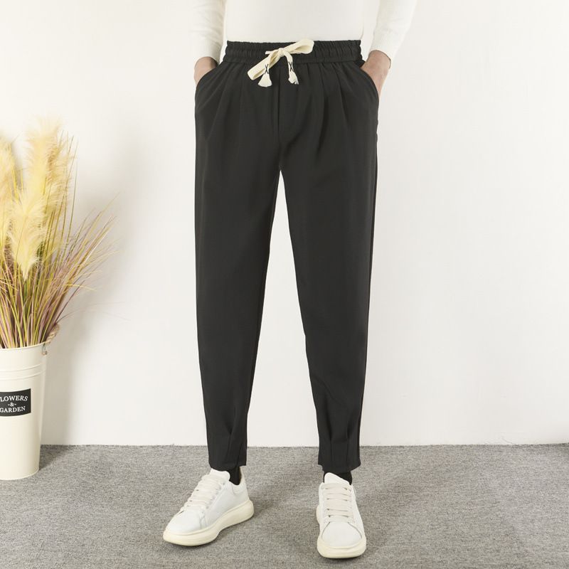 Men's Clothing Spring And Autumn Casual Pants Fashionable And Versatile Small Footed Harem Pants Loose Drape Suit Pants_viptrois.com