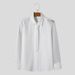 Men's Clothing Men's High End Banquet Gentleman Shirt Solid Color Long Sleeved Performance Clothes Mesh Splicing Shirt_viptrois.com