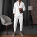 Men's Minimalist Long-Sleeve Lounge Set – 100% Cotton Comfort For Casual & Travel (S-XXXL, 5 Neutral Tones)_viptrois.com