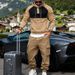 Men's Heavyweight Fleece Hoodie & Joggers Set – Minimalist Embroidered Workwear Style For Outdoor & Commuting (Burgundy, Camel, Grey, Black, Navy)_viptrois.com