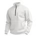 Men's Clothing Waffle Knit Half-Zip High Neck Sweatshirt - Long Sleeve Casual Pullover For Autumn (Black/White/Khaki/Light Gray/Navy Blue)_viptrois.com