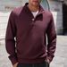 Men's Checkered Stand Collar Button-Up Sweatshirt Long Sleeve Casual Pullover Wrinkle-Free Polyester Slim Fit_viptrois.com