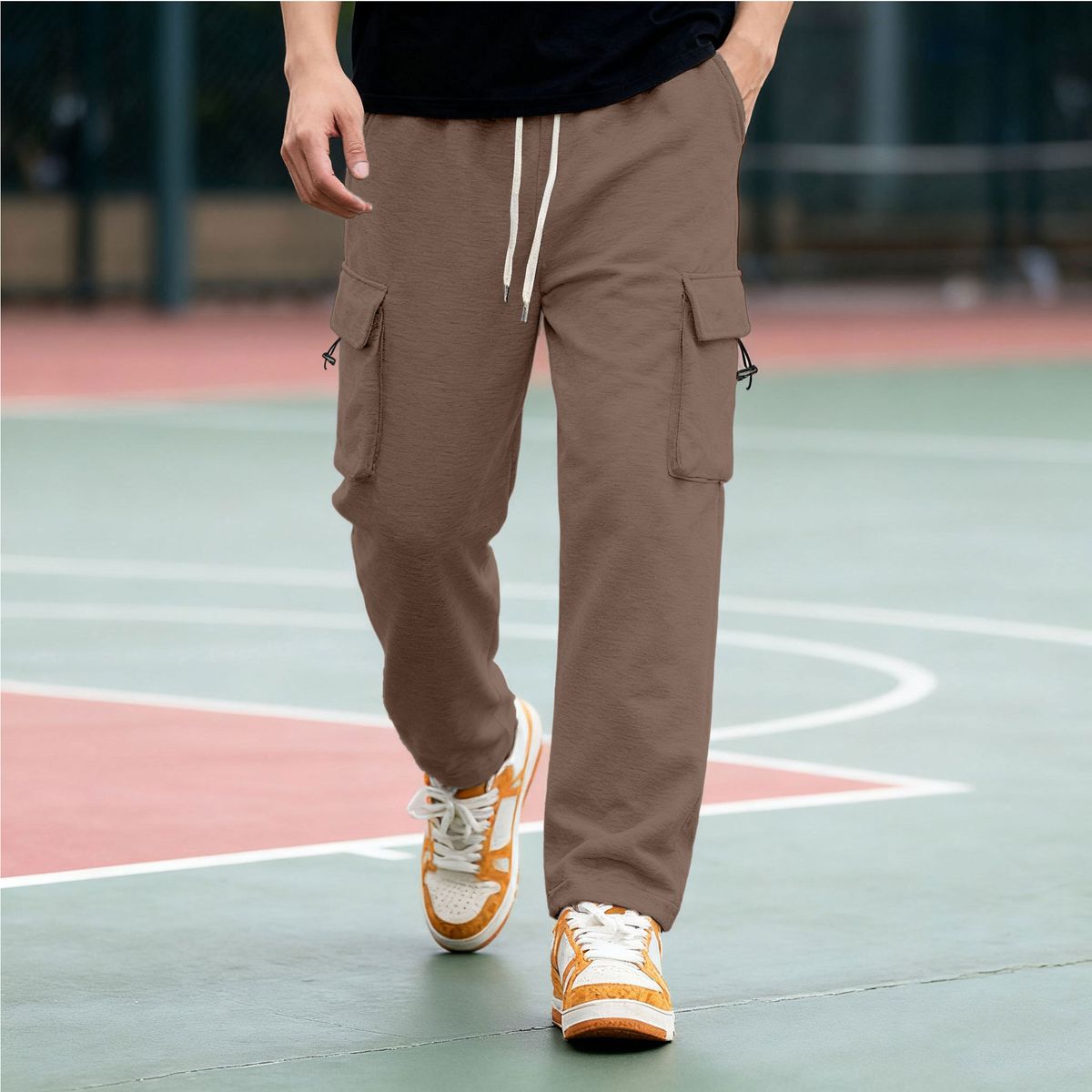Men's Straight-Leg Cargo Joggers – Multi-Pocket Training Pants With Stretch Fabric (Athletic, Basketball, Outdoor Wear)_viptrois.com