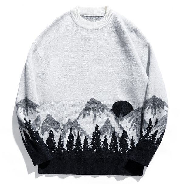 M610 | Large Autumn/Winter New Product Forest Round Neck Sweater Men's Falling Shoulder Loose Trendy Versatile Knitted_viptrois.com