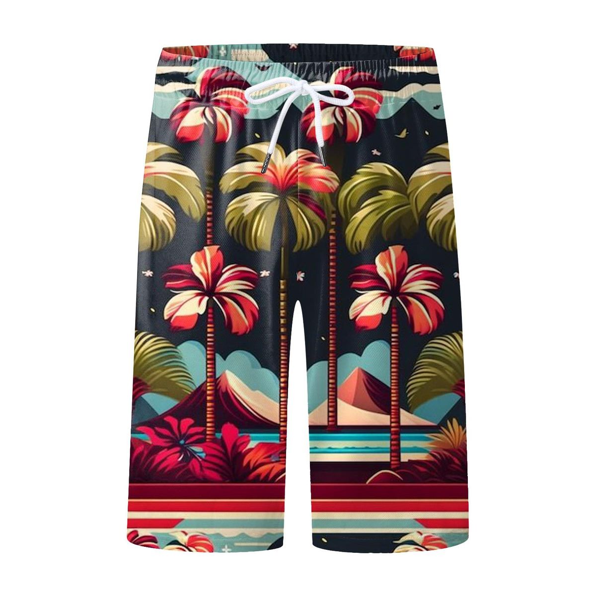 2024 Summer New Cross-border Beach Pants Men's Shorts Foreign Trade Coconut Tree Holiday Style 3D Digital Printing_viptrois.com