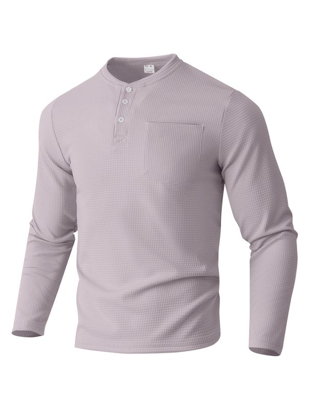 Men's Long Sleeve Henley Shirt – Breathable & Moisture-Wicking Button-Up Polo For Casual & Smart Wear (S-Xxxl, 6 Colors)_viptrois.com