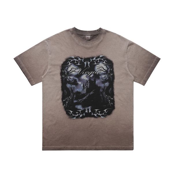 Men's Distressed Ripped Washed T-Shirt, American Style Trendy Short Sleeve Top_viptrois.com