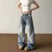 Men’s Clothing Large Size Retro Washed Straight Jeans Summer Thin Versatile Meat Covering Loose High Waist Wide Leg Pants Trousers_viptrois.com